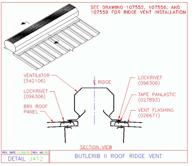 Butlerib II Ridge Vent - Butlerib II Roof System