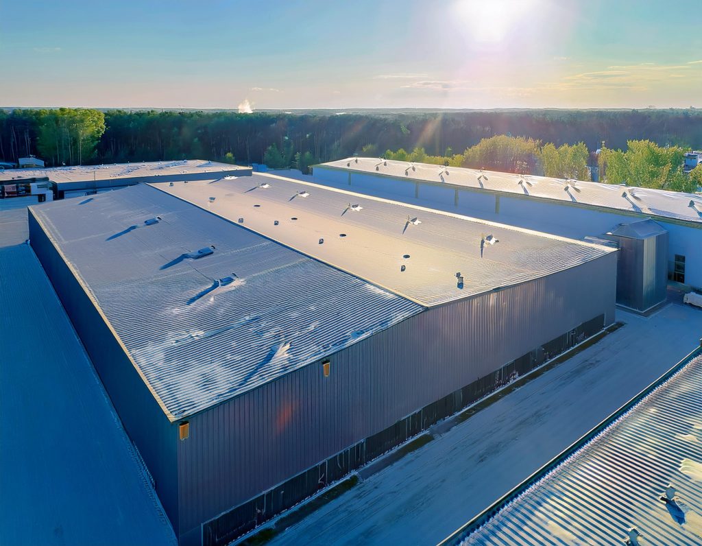 image of a metal roof in winter with snow